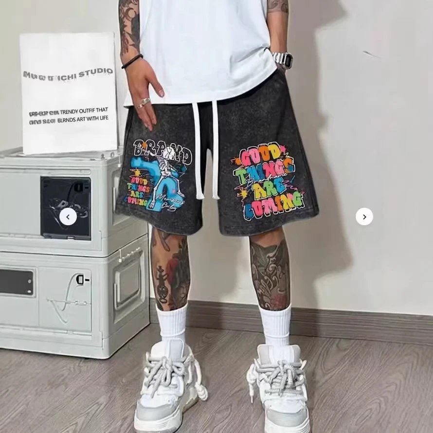 GOOD BRAND Graphic Print Washed Gray Shorts - 2