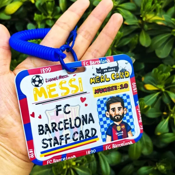 FC Barcelona Lionel Messi Staff ID Card Keychain Blue Accessories - 1