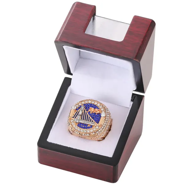 Golden State Warriors 2018 NBA Championship Ring Replica Gold Blue Crystal Ring Jewelry - 1