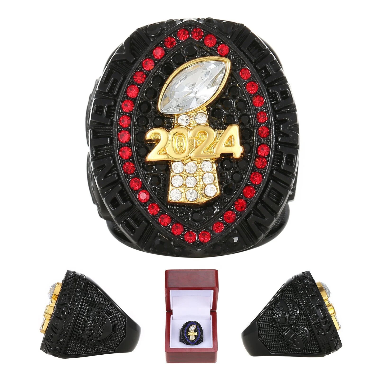 Design NFL Super Bowl LVIII Championship Ring 2024 Black Red Gold Ring Jewelry - 2