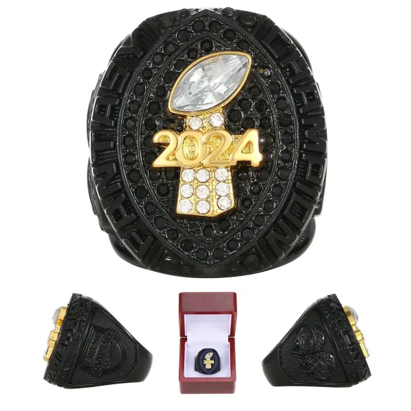 Design NFL Super Bowl LVIII Championship Ring 2024 Black Red Gold Ring Jewelry - 4