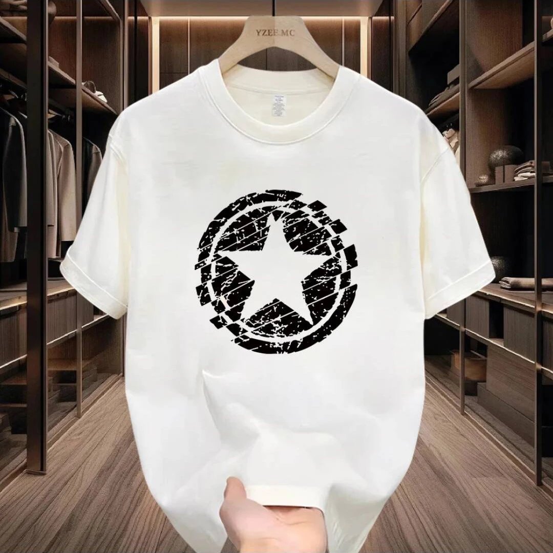 Design YZEE.MC Distressed Star Shield T-Shirt Navy T-Shirts - 9