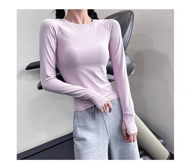 Design Long Sleeve Base-Layer Top in Periwinkle Blue with Ribbed Cuffs Activewear - 8