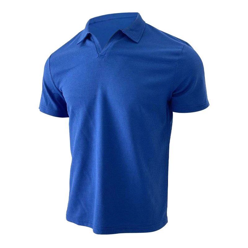 Design Waffle Knit Polo Shirt Light Gray Tops Polo - 45