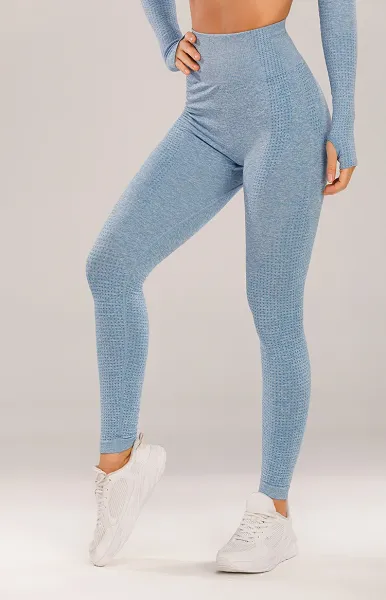 Design Mint Green Textured Long-Sleeve Cropped Top and High-Waisted Leggings Set - 9