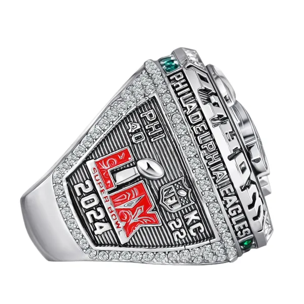 Design Philadelphia Eagles Super Bowl LII Champions Ring Silver Green Crystal Jewelry - 6
