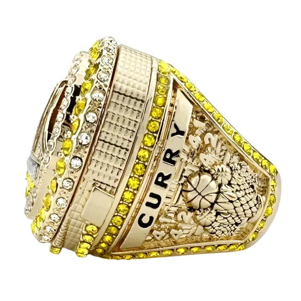 Golden State Warriors Championship Ring Replica Yellow and Clear Crystal Jewelry - 2