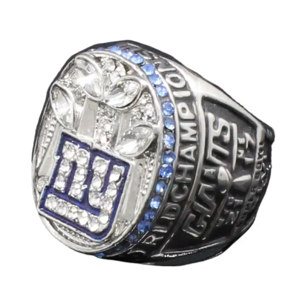 Design New York Giants Championship Ring Silver Blue Crystal Ring Jewelry - 3
