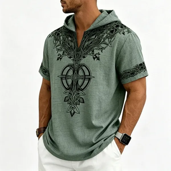 Design Tree of Life Hooded Tee Army Green Hoodie - 6