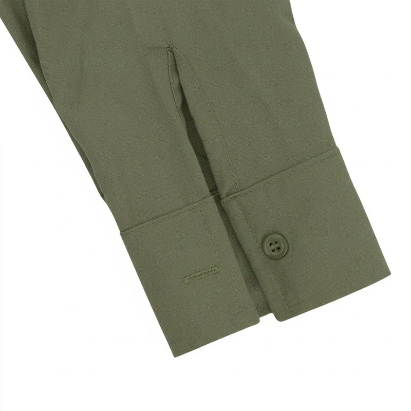 Design Guayabera-Style Shirt Army Green Shirt Tops Shirt - 18