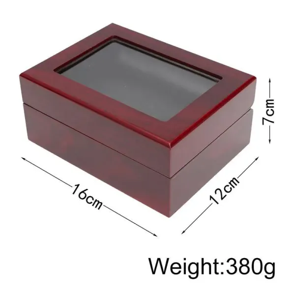 Design Wooden Ring Display Box Red with Black Velvet Insert Jewelry - 4