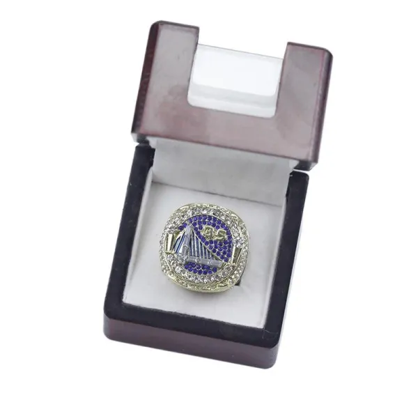 Golden State Warriors Championship Ring Blue and Silver Jewelry Ring - 1