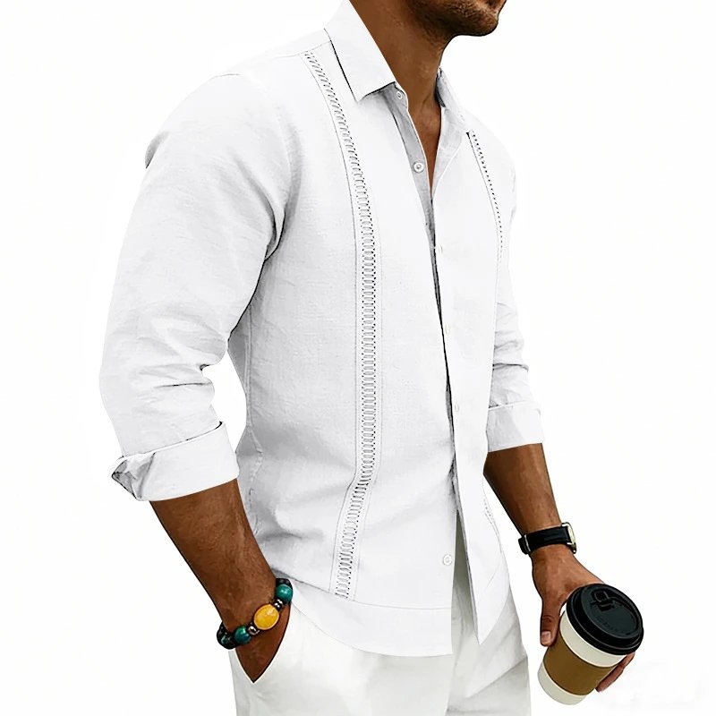 Design Guayabera-Style Shirt Army Green Shirt Tops Shirt - 39
