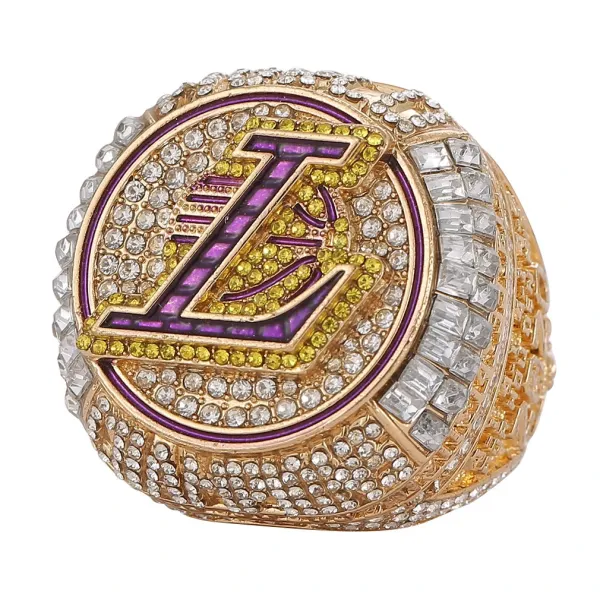 Los Angeles Lakers Championship Ring Gold Purple Yellow Crystal Ring Jewelry - 1