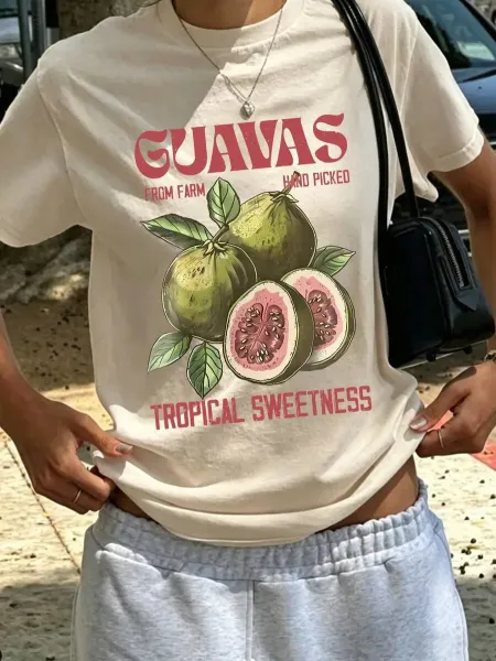 Design Guava Print Graphic T-Shirt White - 8