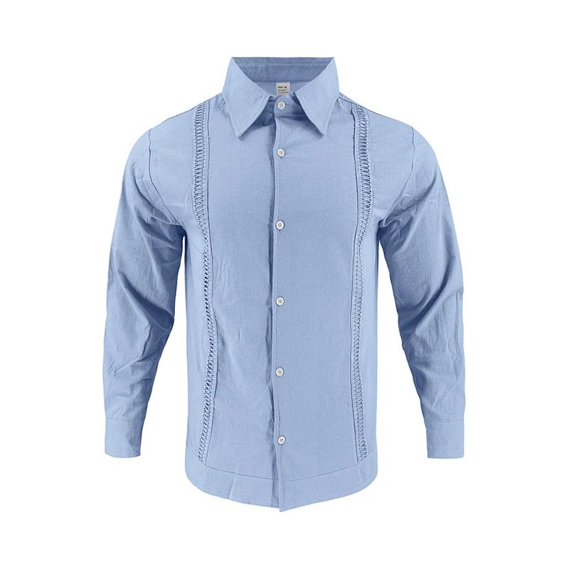 Design Guayabera-Style Shirt Army Green Shirt Tops Shirt - 64