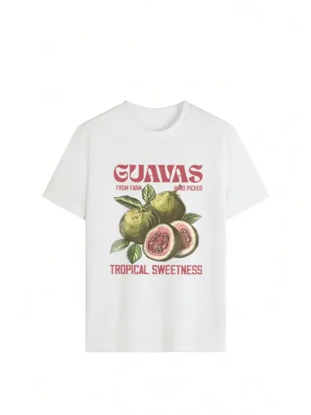 Design Guava Print Graphic T-Shirt White - 17