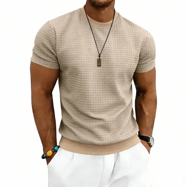 Design Textured Knit Navy T-Shirt - 8