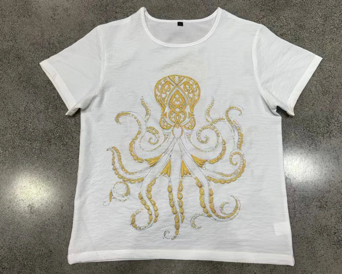 Design Octopus Embroidery Dusty Rose T-Shirt - 15