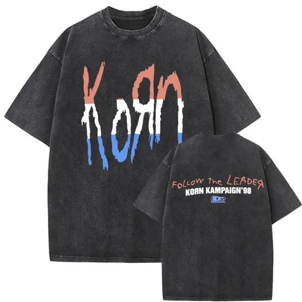 Design Korn Campaign '98 Distressed Graphic T-Shirt Black T-Shirts - 1
