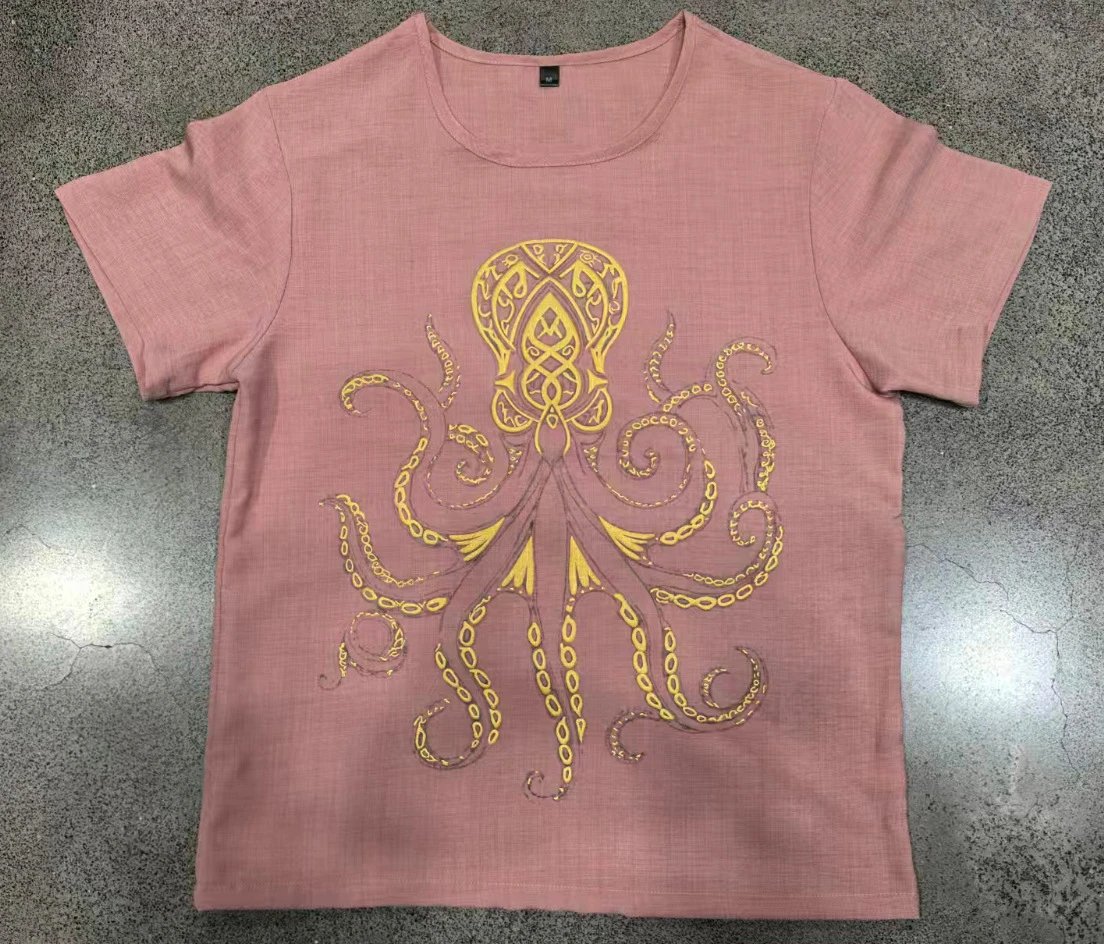 Design Octopus Embroidery Dusty Rose T-Shirt - 28