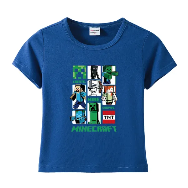 Design Minecraft Character Grid Blue Kids T-Shirt T-Shirts - 1