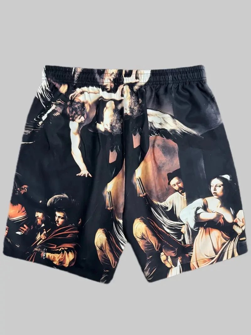 Design Caravaggio Print Black Shorts - 6