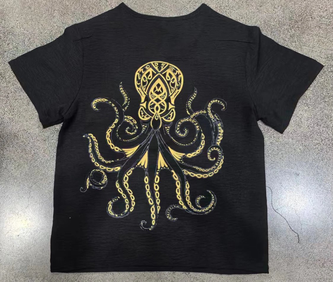 Design Octopus Embroidery Dusty Rose T-Shirt - 40