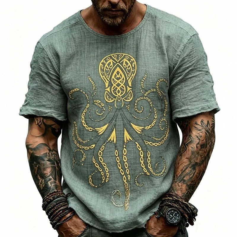 Design Octopus Embroidery Dusty Rose T-Shirt - 41