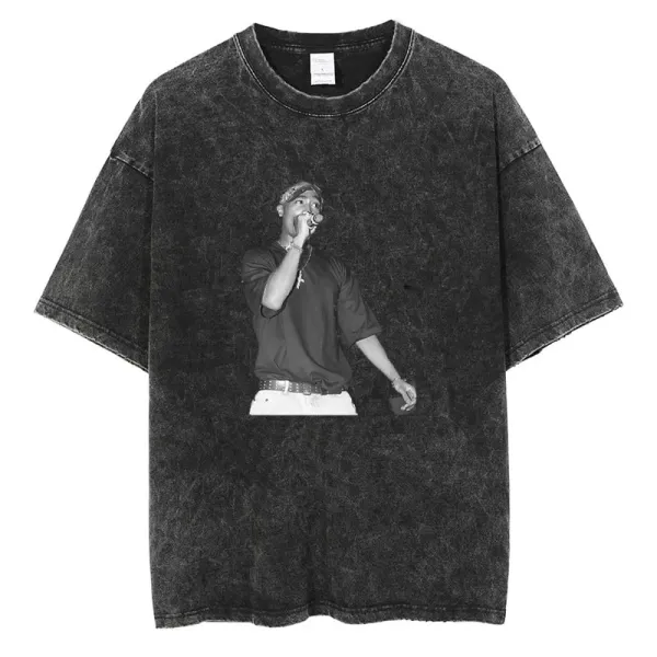 Design Tupac Shakur Acid Wash T-Shirt - 1