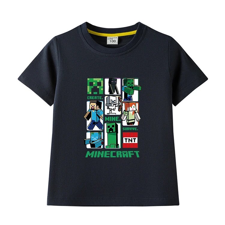 Design Minecraft Graphic Print Pink T-Shirt T-Shirts - 19