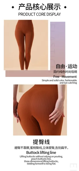 Design Ribbed High-Waist Leggings in Terracotta Leggings - 3