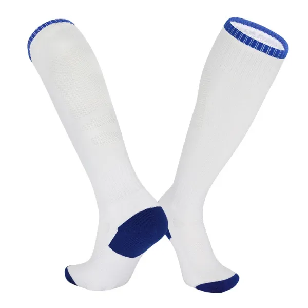 Design Knee-High Soccer Socks White with Royal Blue Accents - 1