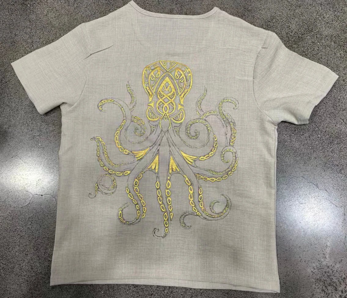 Design Octopus Embroidery Dusty Rose T-Shirt - 86