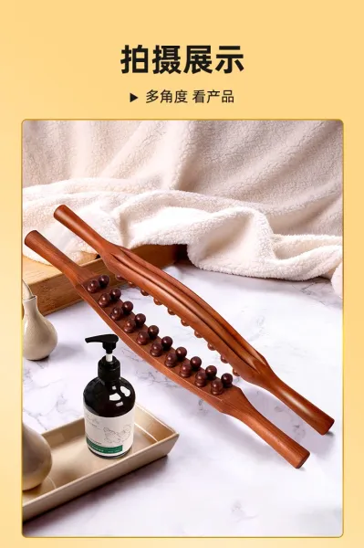 Design Wooden 20-Bead Dual-Row Massage Stick with Essential Oil Accessories - 3