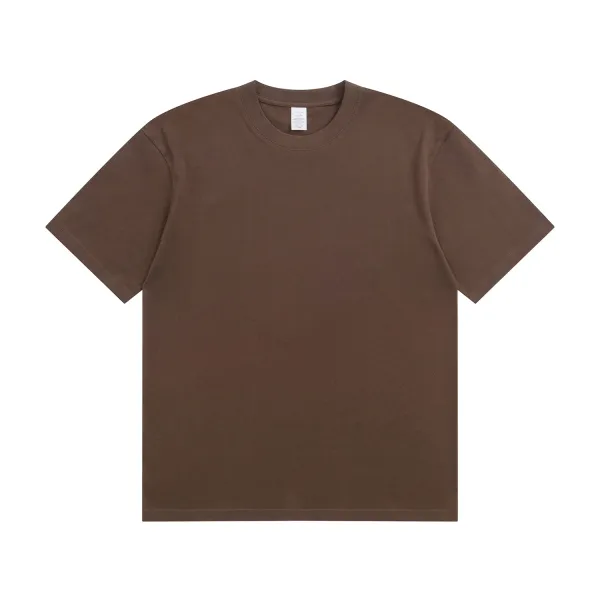 Design Basic Crew Neck Brown T-Shirt Tops.t Shirts - 1