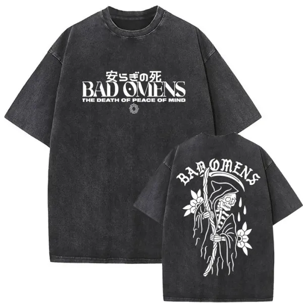 Design Bad Omens Band Graphic Washed Black T-Shirt T-Shirts - 1
