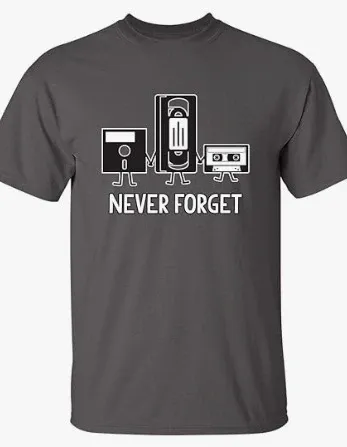 Design Retro Media Never Forget Gray T-Shirt - 1