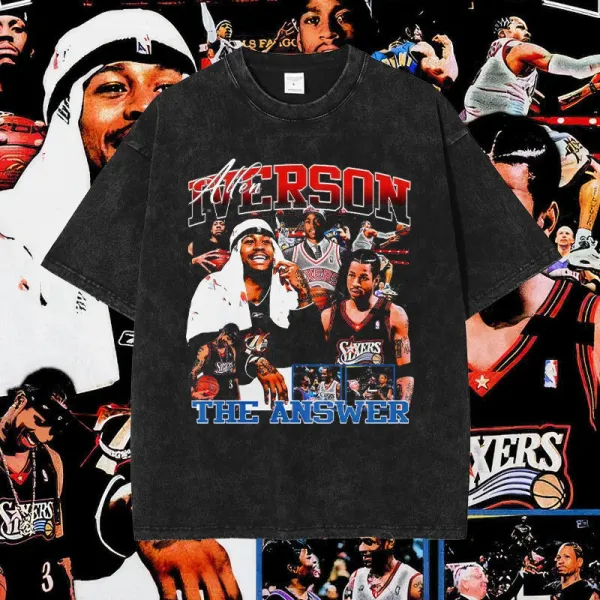 NBA x Mitchell & Ness Allen Iverson 'The Answer' Vintage Graphic T-Shirt Black - 1