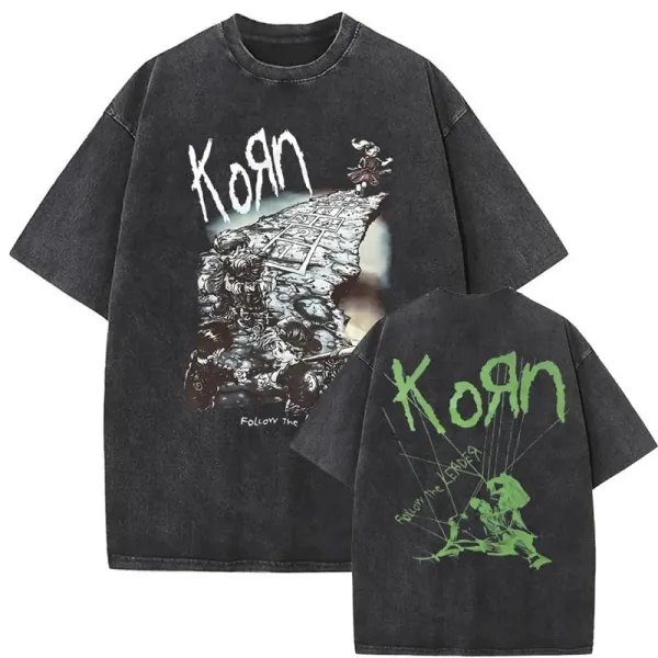Design Korn Follow the Leader Acid Wash T-Shirt T-Shirts - 1