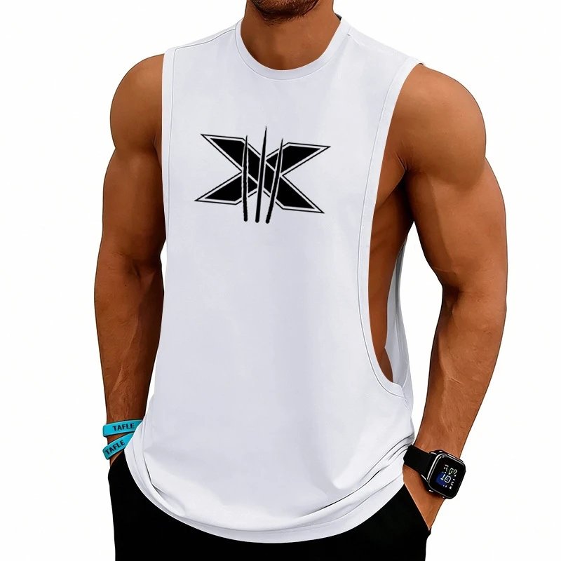Design Graphic Logo Beige Muscle Tank Top Vest Top - 5