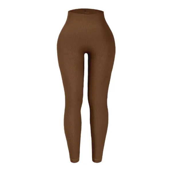 Design Ribbed High-Waist Leggings Brown - 1