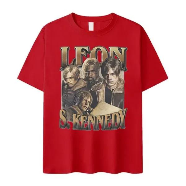 Design Leon S. Kennedy Graphic Print White T-Shirt - 5