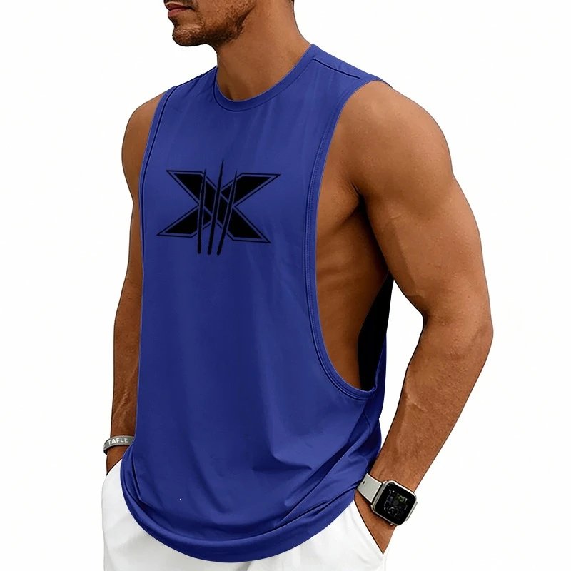 Design Graphic Logo Beige Muscle Tank Top Vest Top - 16