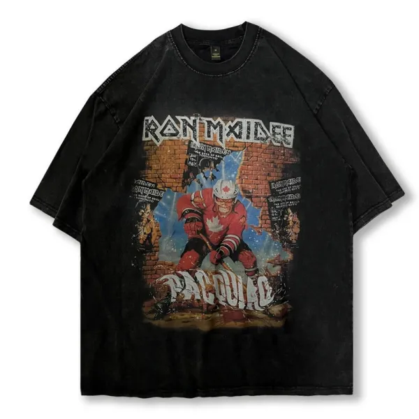 Design Iron Maiden Pacquiao Graphic Tee Black T-Shirt T-Shirts - 1