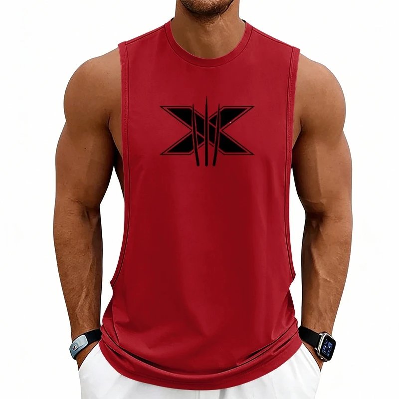 Design Graphic Logo Beige Muscle Tank Top Vest Top - 28