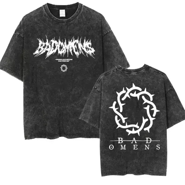 Design Bad Omens Band Merch Acid Wash Black T-Shirt T-Shirts - 1