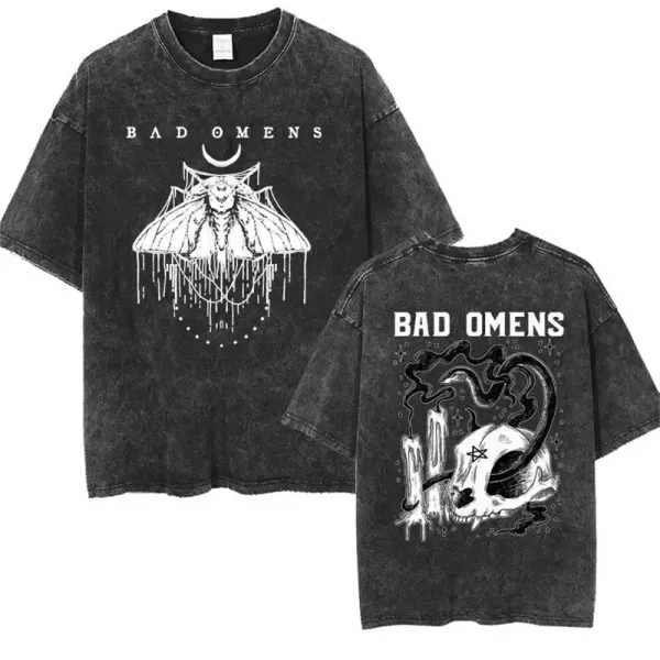 Design Bad Omens Band Graphic Acid Wash T-Shirt T-Shirts - 1