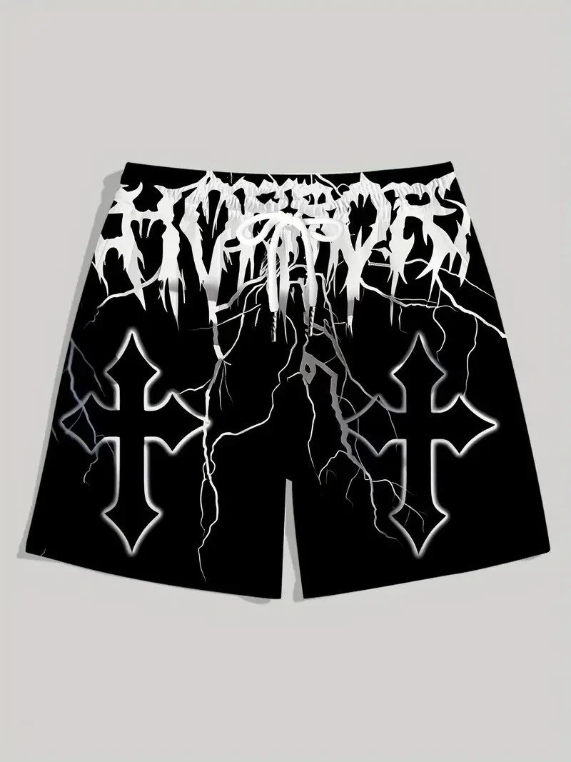 Design Caravaggio Print Black Shorts - 3
