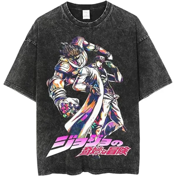Design JoJo's Bizarre Adventure Graphic Acid Wash T-Shirt T-Shirts - 1
